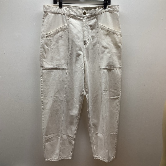 a.n.a Size 18 Ecru Highest Rise Barrel Pants. New With Tags - Picture 2 of 9